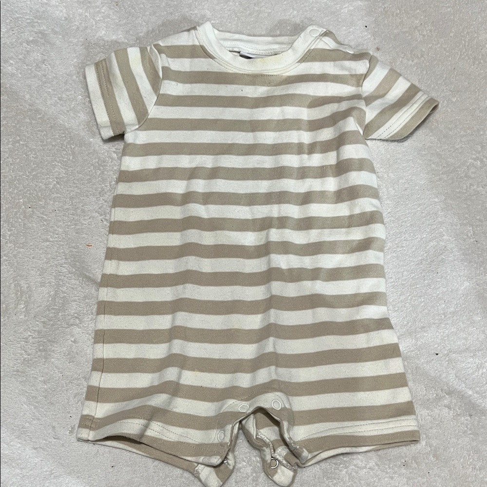 5/$30 Striped Beige and White Kids One Piece